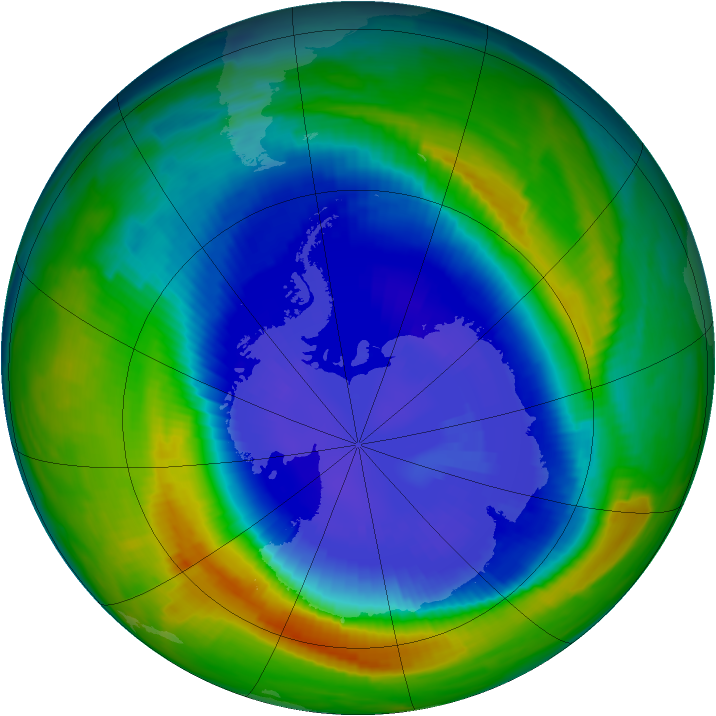 Antarctic ozone map for 12 September 1997
